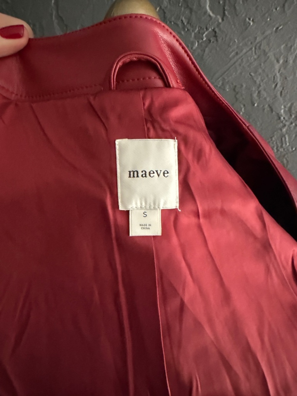 Maeve Berry-Red Leather Button-Front Jacket - Picture 4 of 6